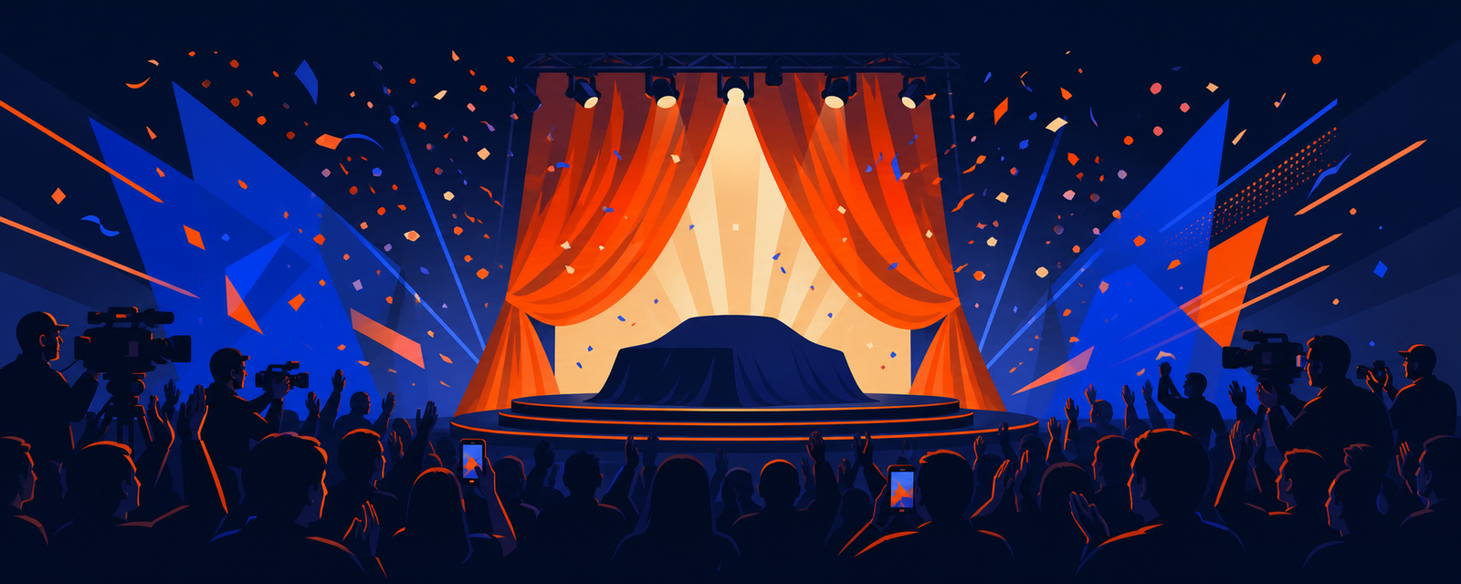 Conceptual artwork representing a brand launch